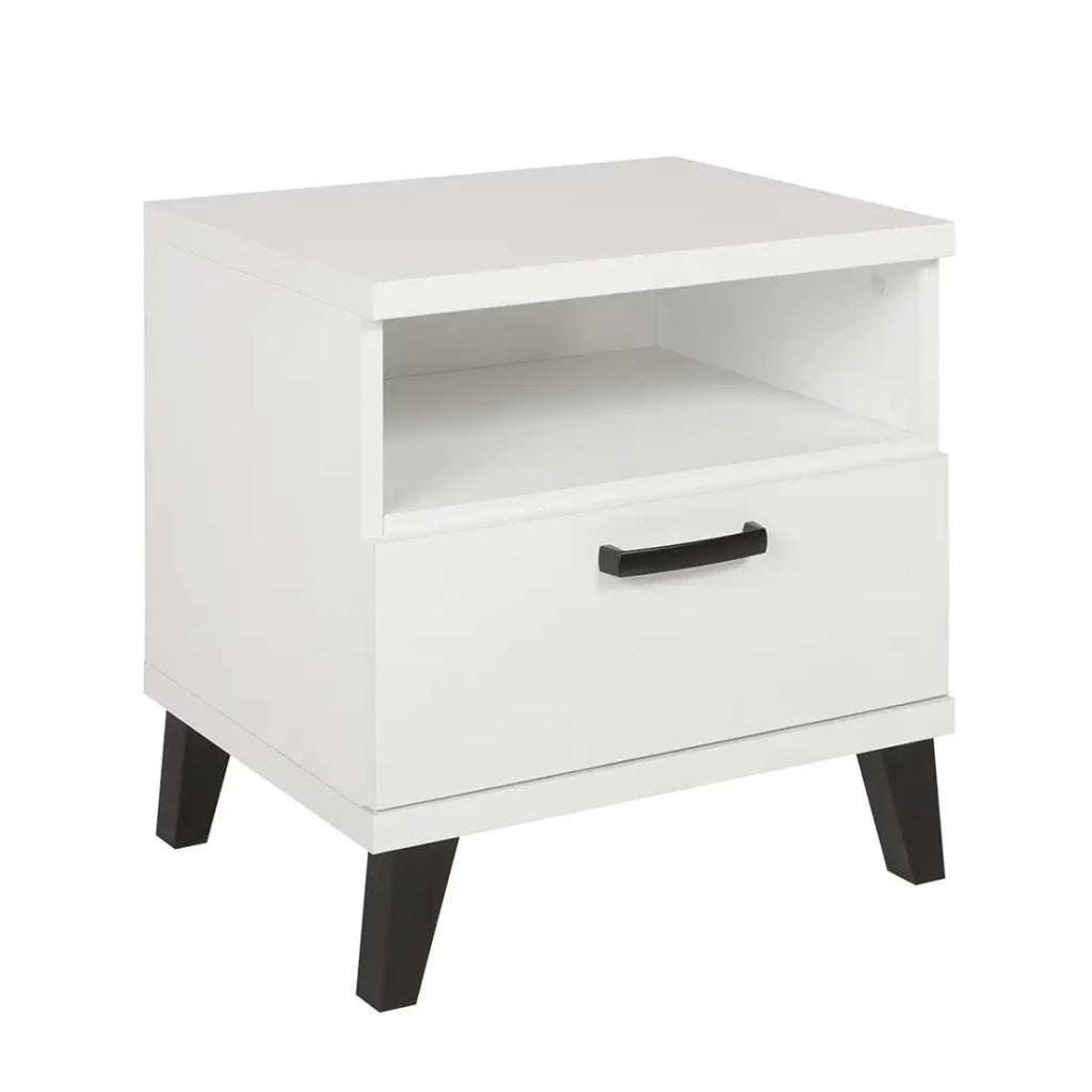 Camera per bambino DANAÉ, colore bianco, letto trasformabile da 60x120 a 90x200, armadio, fasciatoio e comodino