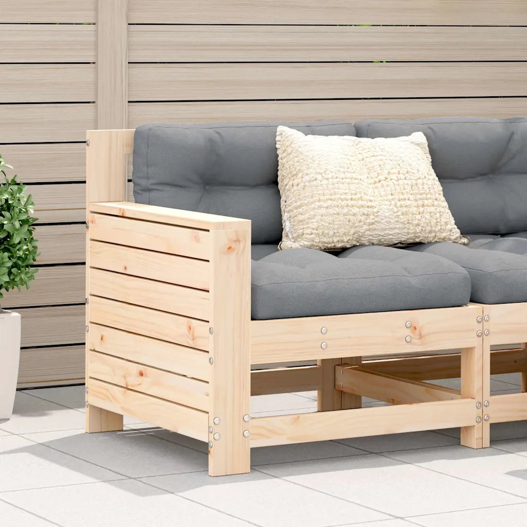Divano Giardino Senza Braccioli con Cuscino-Sofa da Giardino-Divanetto da esterno Legno Massello Pino 337611