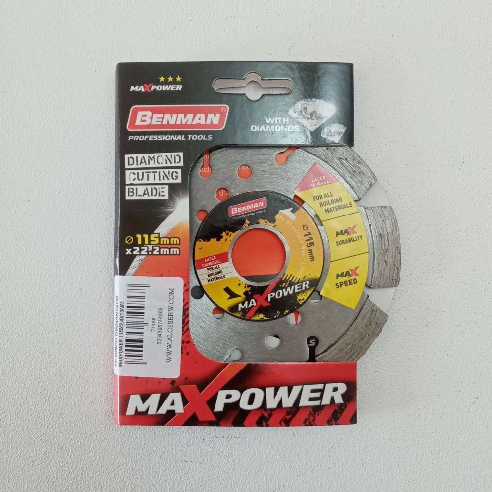Benman maxpower laser universal 115mm disco diamantato per calcestruzzo armato, rocce dure, materiali da costruzione