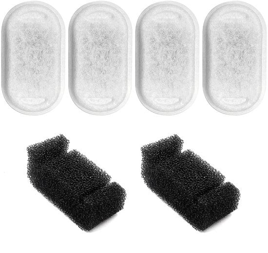 Filtro per acqua per animali domestici - 4 pezzi - Filtro di sostituzione - Attiva carbone attivo - Aumenta il contenuto di ossigeno - Filtro per fonte d'acqua per animali