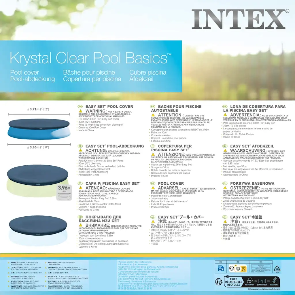 INTEX Copertura per Piscina Rotonda 396 cm 28026 91508