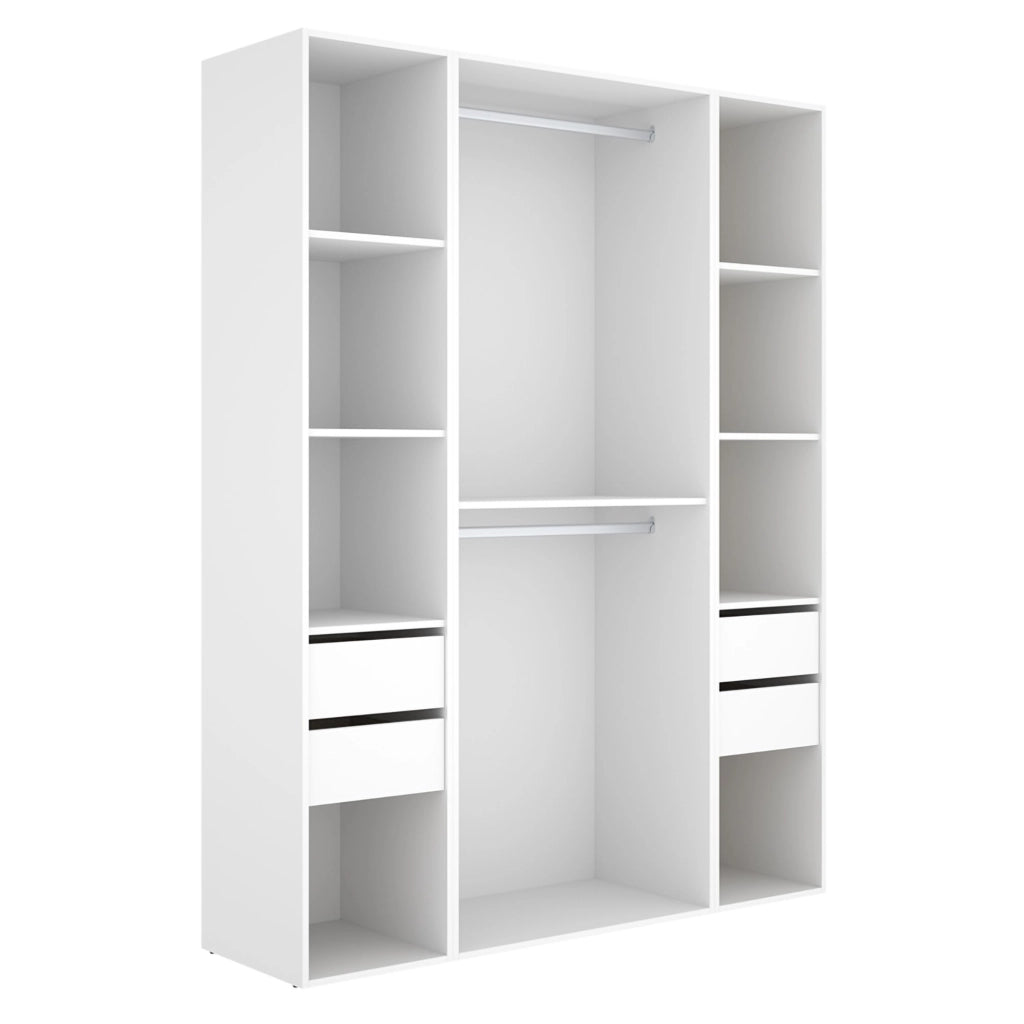 Armadio Camera da Letto Gardiner, Guardaroba Grande 7 Ripiani, 45x205h cm Bianco