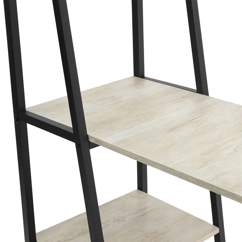 Bimyo - Scrivania pieghevole con libreria salvaspazio 50x41xH128 cm in stile industrial bleach