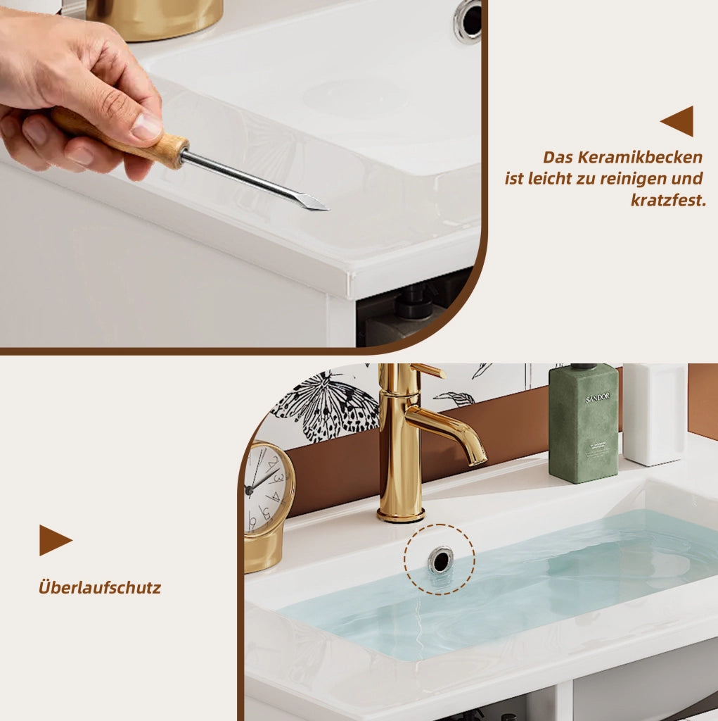 MOBILE BAGNO da Terra 76x47x86 cm MDF e Ceramica Bianco