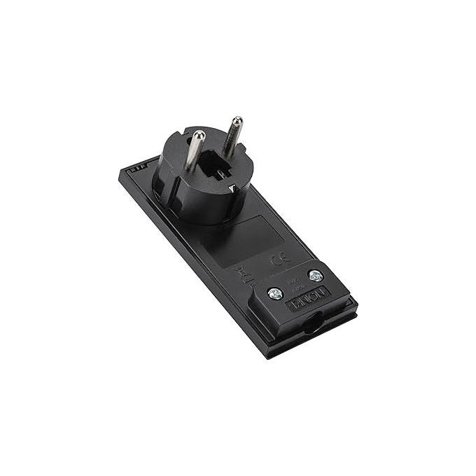 Fanton spina Schuko salvaspazio 2P+T 16A, angolata ultra piatta, smontabile, morsetto a vite, nera, mod. Clock 80151