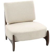 Poltrona da salotto in chenille, con cuscino spesso e seduta imbottita, 72 x 73,5 x 81 cm, Crema