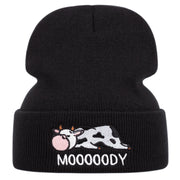 Cappelli neri con ricamo a forma di mucca