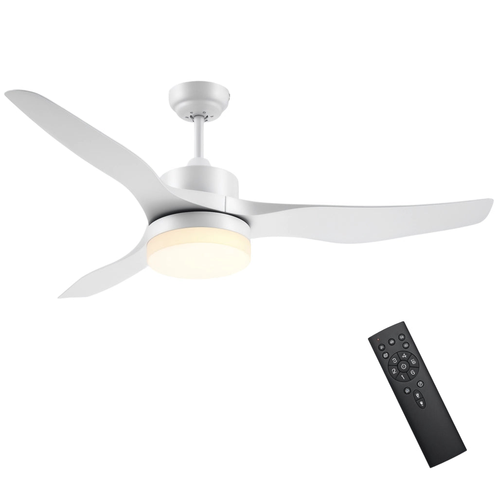 Ventilatore a Soffitto con Luce e Telecomando ¨C zephmum ¨C Bianco 132 cm