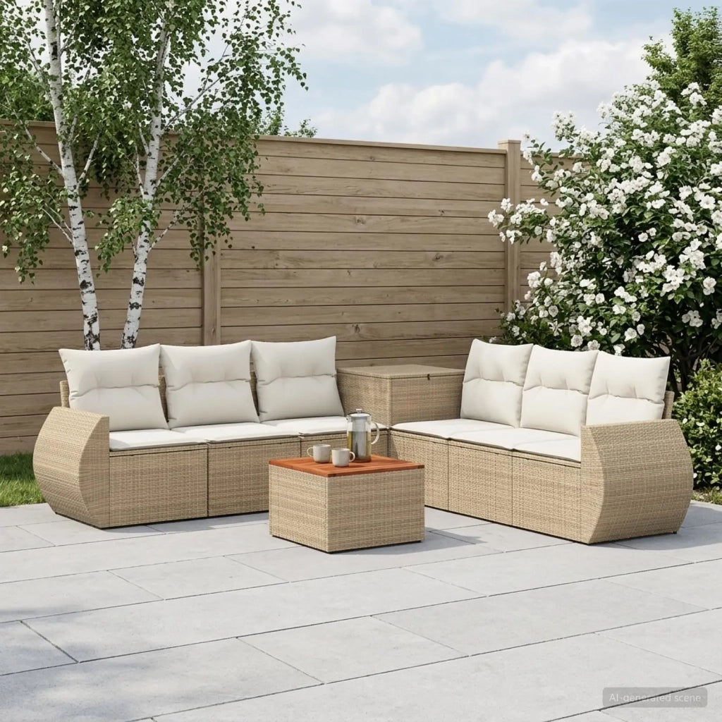 Set di divani 8 pz Beige e Bianco Crema 3448450