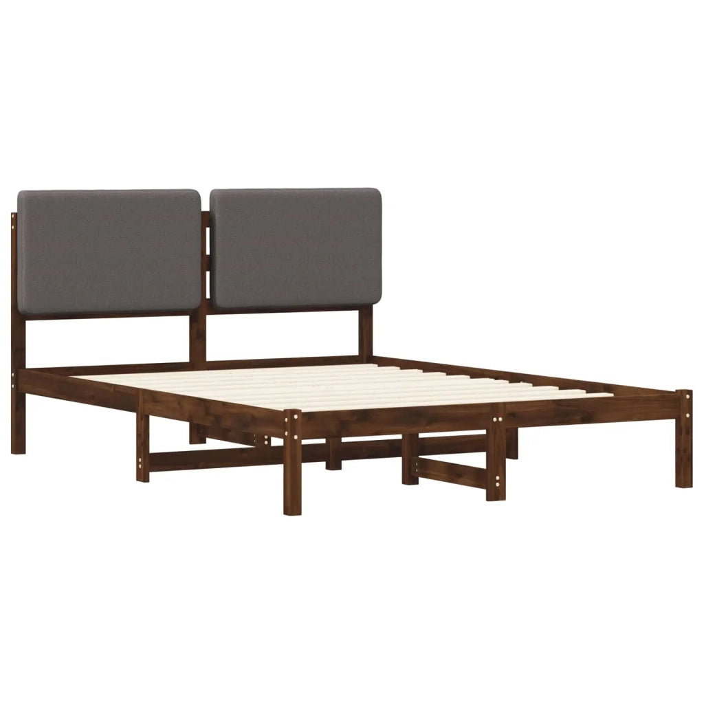 Letto con Testiera Rivestita Marrone scuro e grigio chiaro 903980