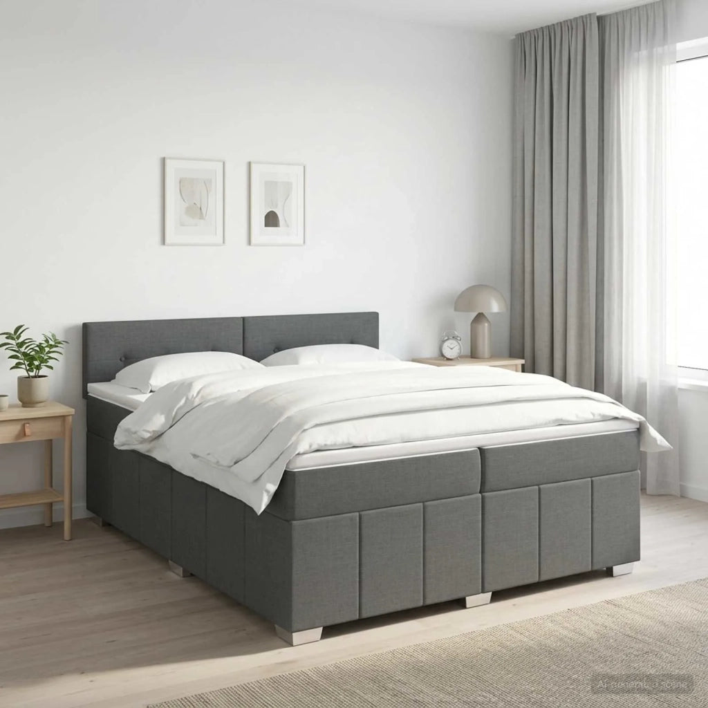 Letto box spring con materasso Grigio Scuro 200 x 200 cm 3451291