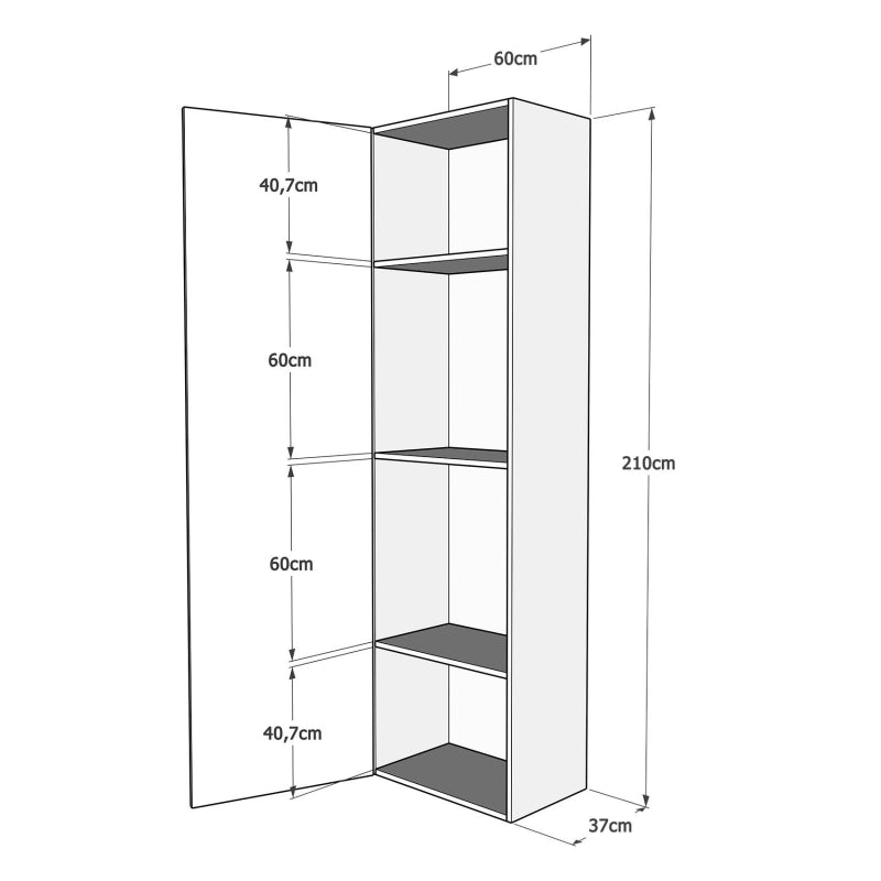 Letto a scomparsa 120 verticale Kentaro con colonna - Bianco Frassino