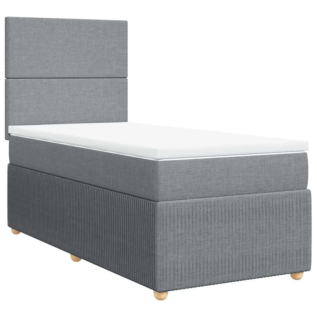 Giroletto a Molle con Materasso Grigio Chiaro 90x190 cm Tessuto