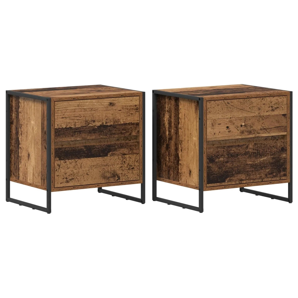 Comodino con cassetto 2 pz-Set di 2 Tavolino da notte Legno vecchio 50 x 39.5 x 50 cm