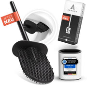 Spazzola per il water Silicone | Spazzola per il water premium in silicone - supporto per spazzola con fissaggio alla parete - (bianco)