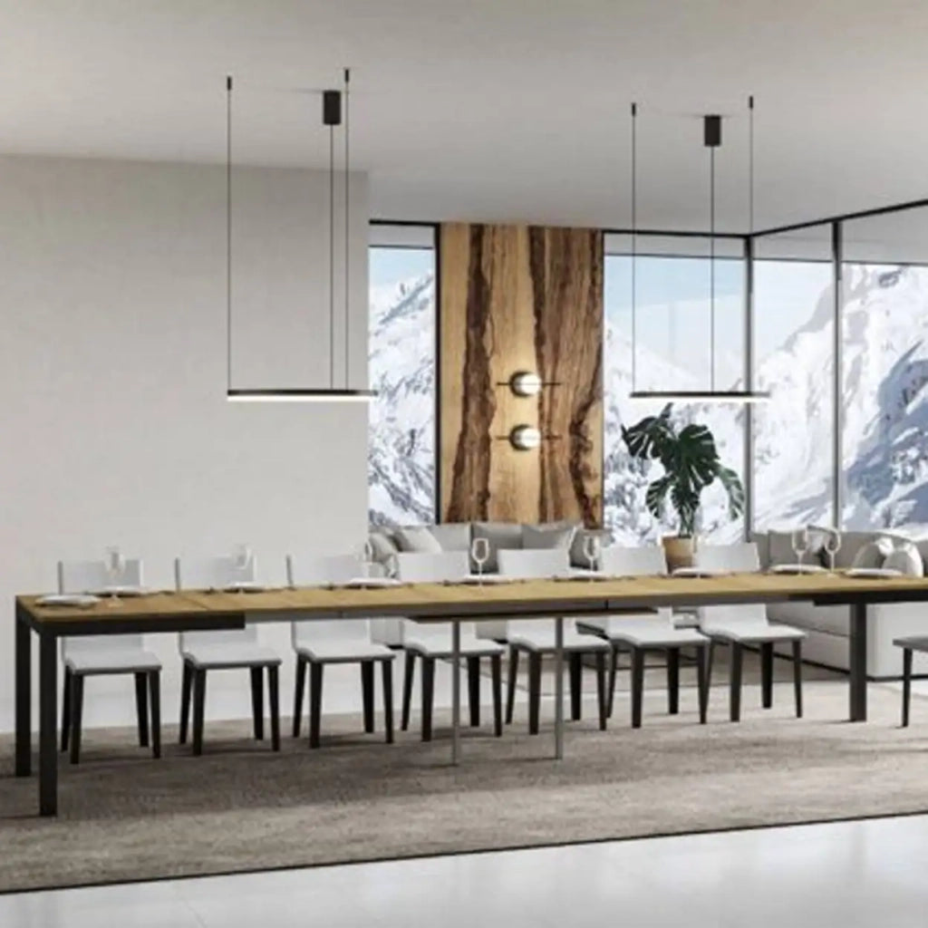 Tavolo allungabile 160/420x90 cm Everyday Evolution colore quercia natura telaio e gambe antracite