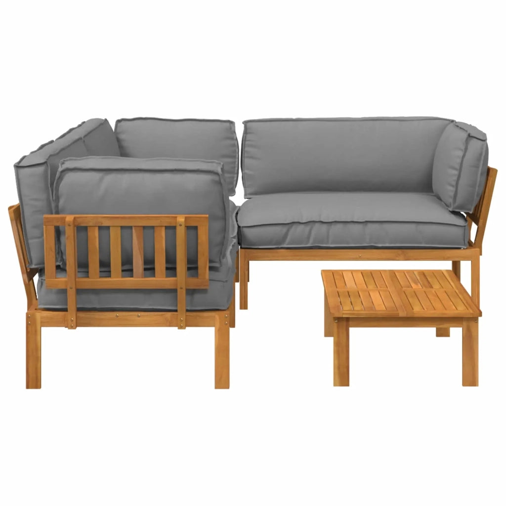 Set di divani con cuscino 4 pcs Grigio Legno di Acacia Massello 3418535