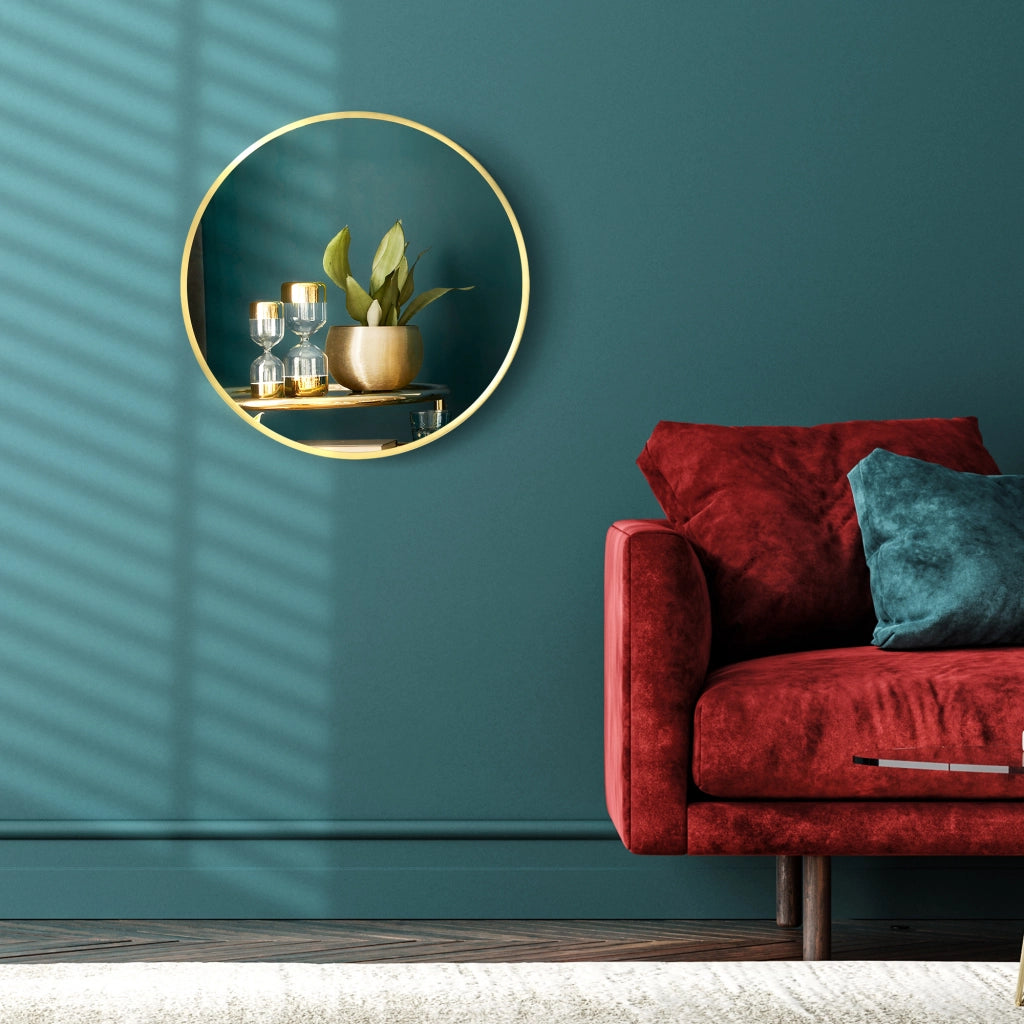 Specchio Tondo da Parete ¨C zephmum ¨C Oro, ?50 cm