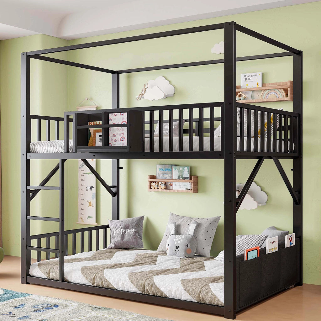 Letto a castello per bambini ¨C Minimal ¨C Nero metallo 90x200 cm
