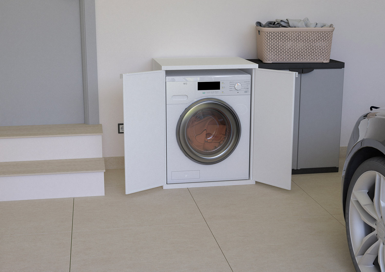 Coprilavatrice da Esterno 68,5x64x88 cm 2 Ante Bianco