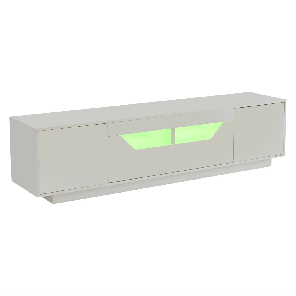 Mobile TV da terra con LED 180x40x45 cm; 2 cassetti e 2 armadietti; bianco
