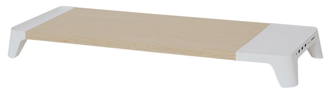 Supporto Monitor da Scrivania 56x20x5,7 cm con Entrata USB e Base di Ricarica Wireless Bianco