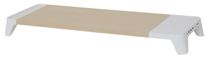 Supporto Monitor da Scrivania 56x20x5,7 cm con Entrata USB e Base di Ricarica Wireless Bianco