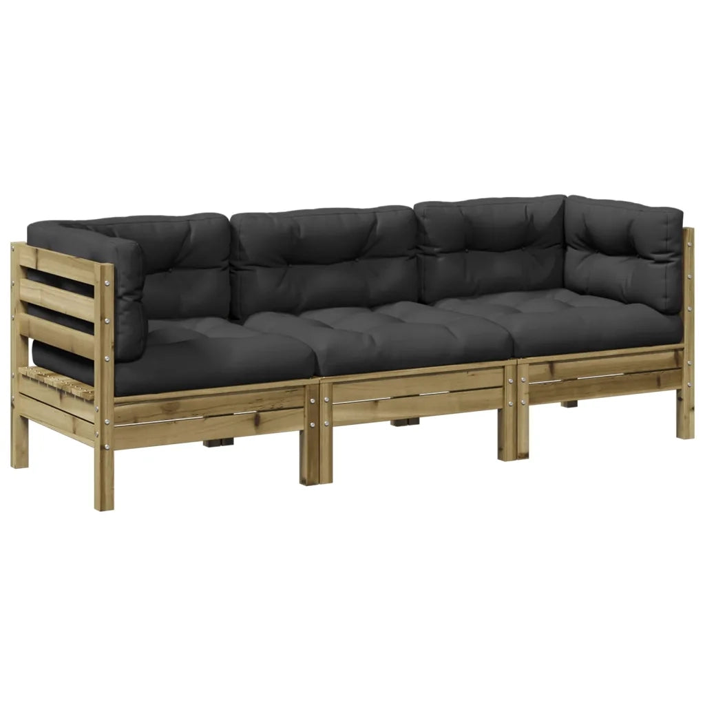 Set Divani da Giardino 3pz con Cuscini Legno Impregnato di Pinocod mxl 92904