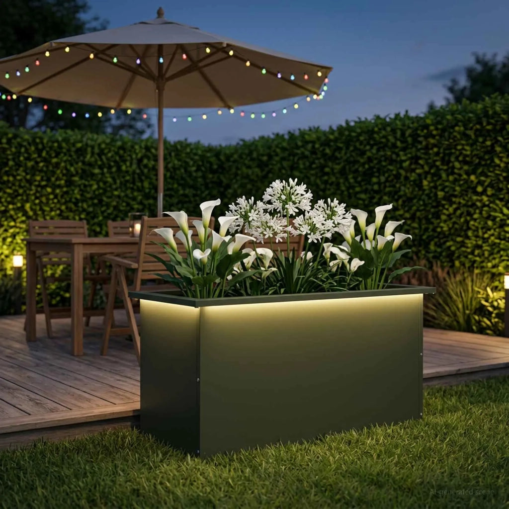 Fioriera da giardino con LED Verde Oliva 40 x 80 x 40 cm 8008160