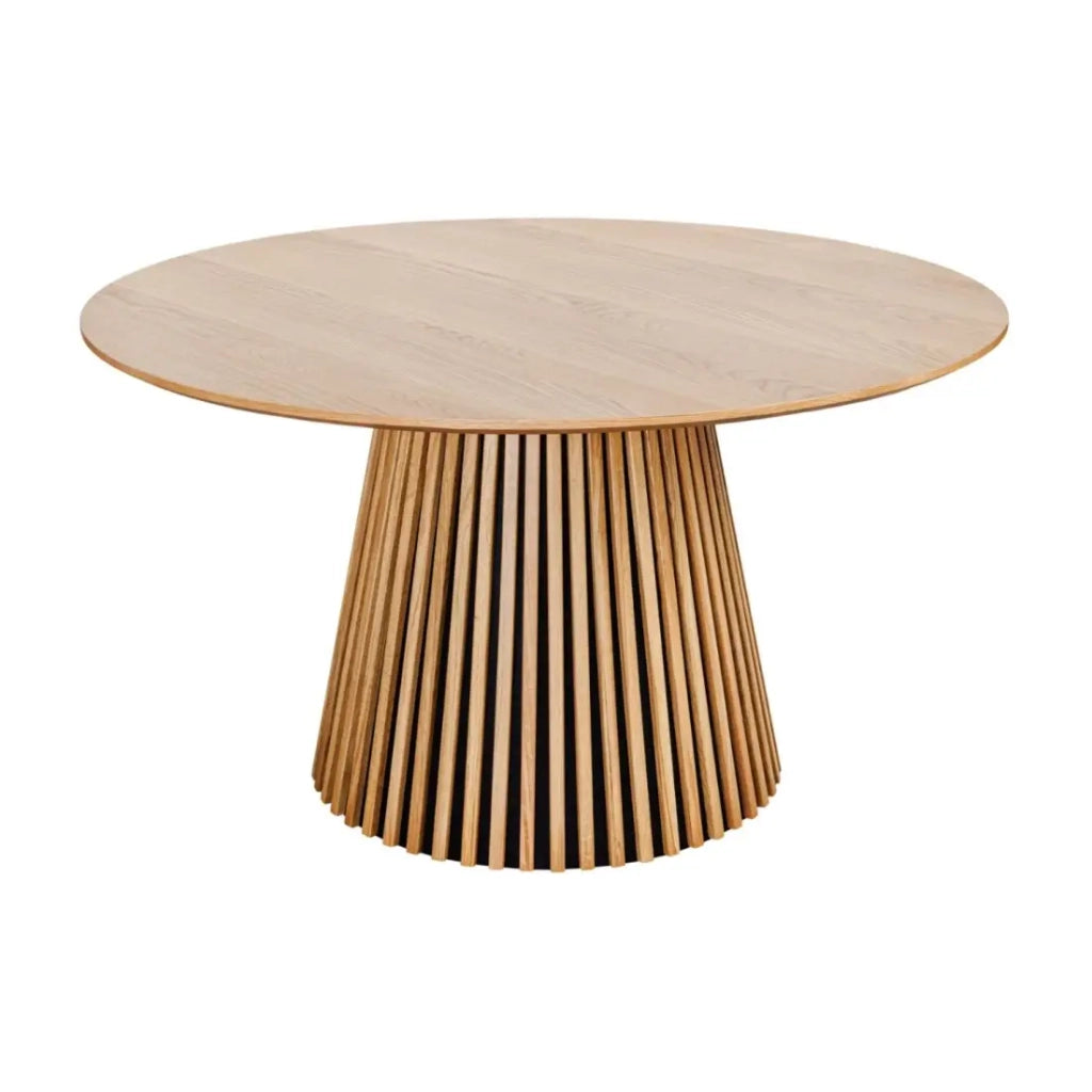 Table KANOVA 140 cm – Piano tondo in rovere chiaro e piede centrale design – Stile contemporaneo