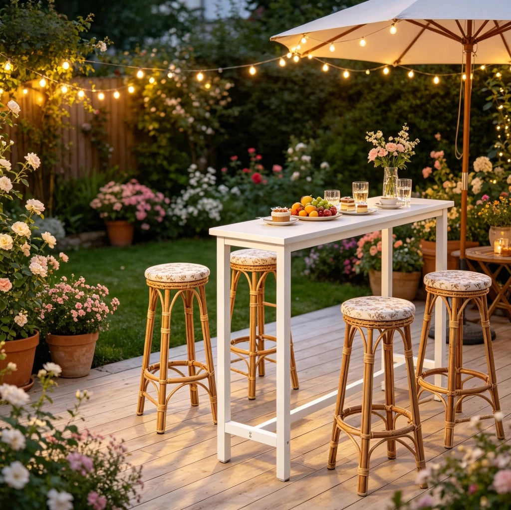 Tavolo bar in MDF e metallo bianco 140 x 100 x 40 cm