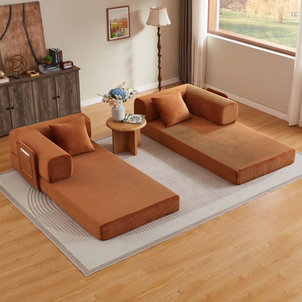 Divano letto pieghevole in schiuma terracotta