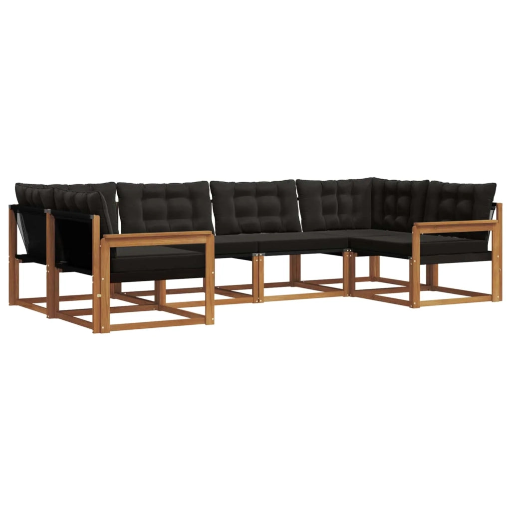 Set di divani da esterno con cuscino 6 pcs Naturale e Nero 3369787
