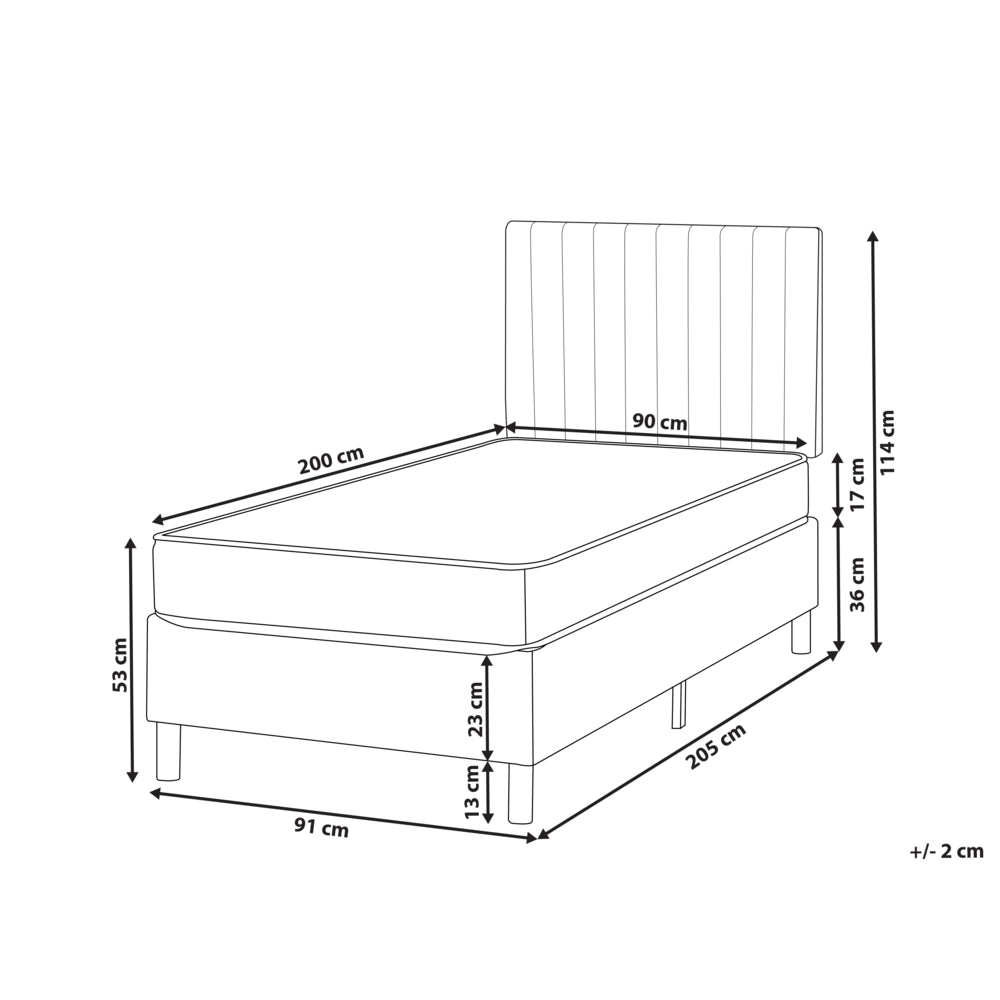 Letto singolo con testiera Materasso a molle insacchettate 90 x 200 cm Beige camera da letto