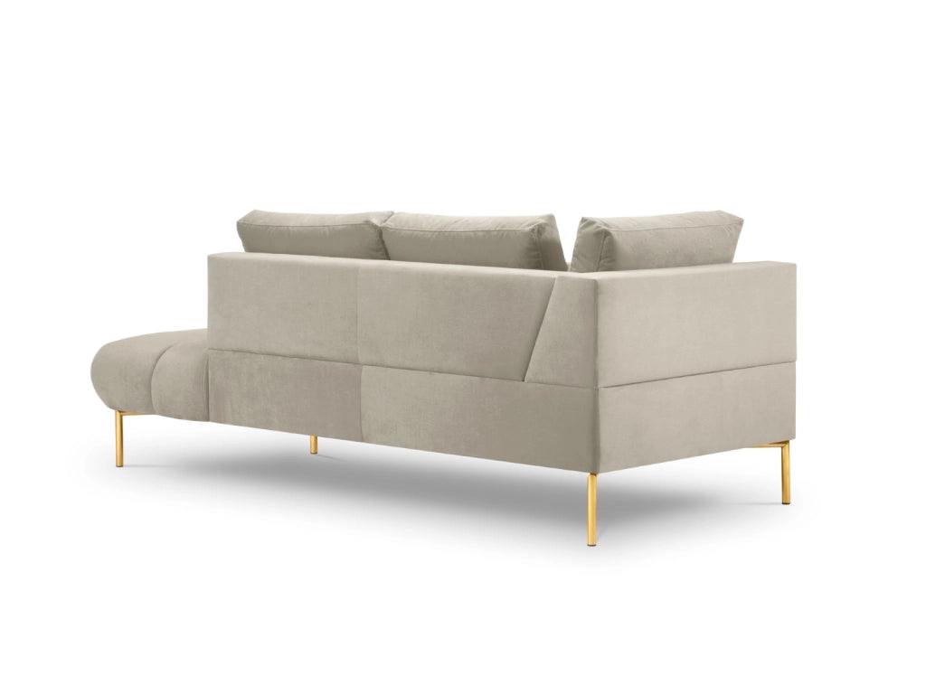 Cosmopolitan Design - Chaise longue destra "Hastings" 2 posti in velluto beige 