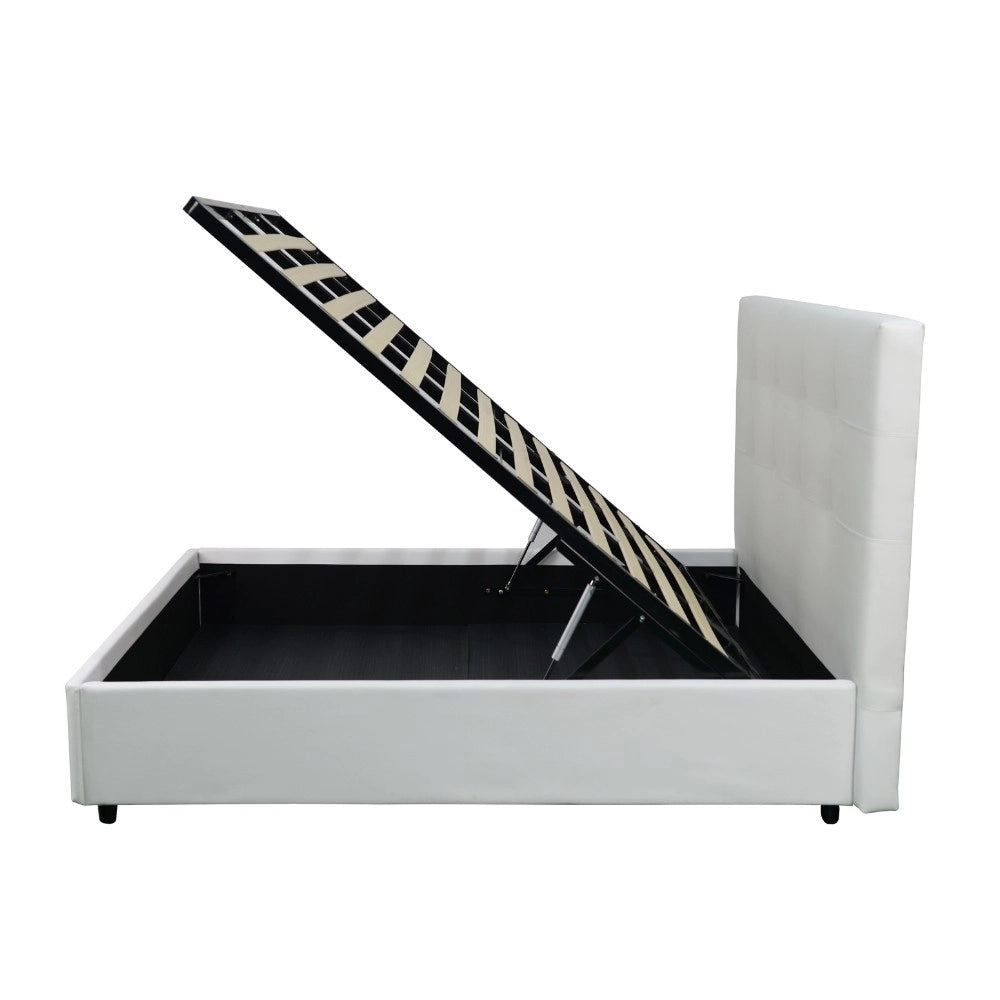 Letto singolo con contenitore Ascoli 102x210x124H ecopelle colore bianco