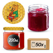 Barattoli per conserve KADAX Lerma 200ml 50 pezzi 66mm + coperchi "Miele"