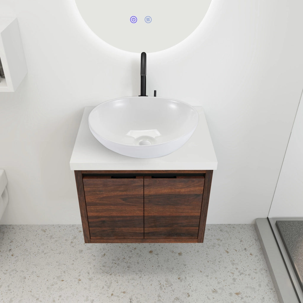 ZMH Lavabo ovale da appoggio in ceramica bianco lucido 41x33x14,5cm