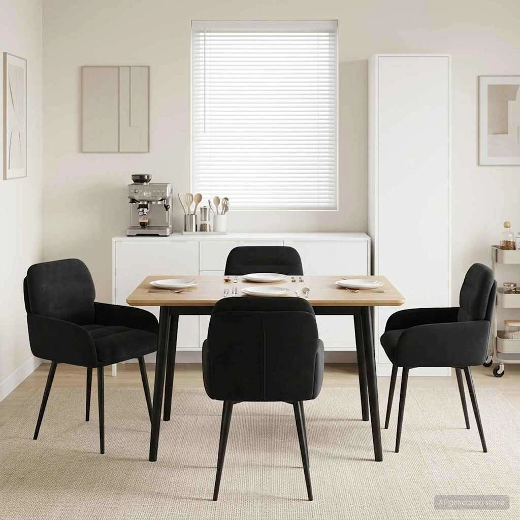 Sedie da pranzo 4 pz Velluto Nero 59 x 59,5 x 90 cm 3428242