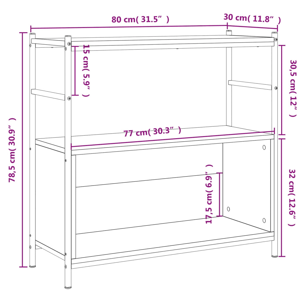 Libreria Nera 80x30x78,5 cm in Legno Multistrato e Ferro 832793