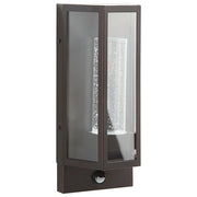 Lampada da parete esterna a LED in metallo marrone e vetro con sensore di movimento stile moderno