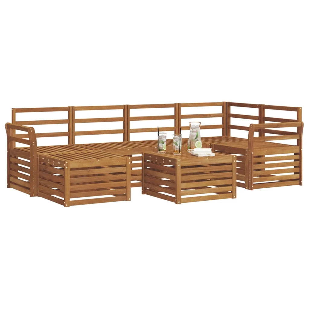 Set divano sezionale 7 pcs Naturale Legno di Acacia Massello