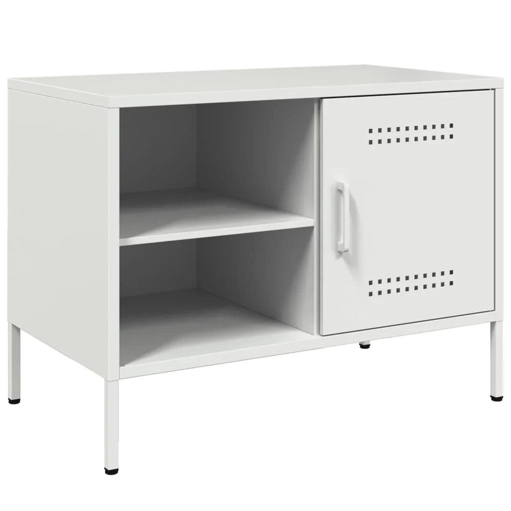 Mobile TV multimediale mensola TV credenza mobile TV sala da pranzo soggiorno camera da letto 2 pezzi 68 x 39 x 50,5 cm acciaio bianco 02_0028546
