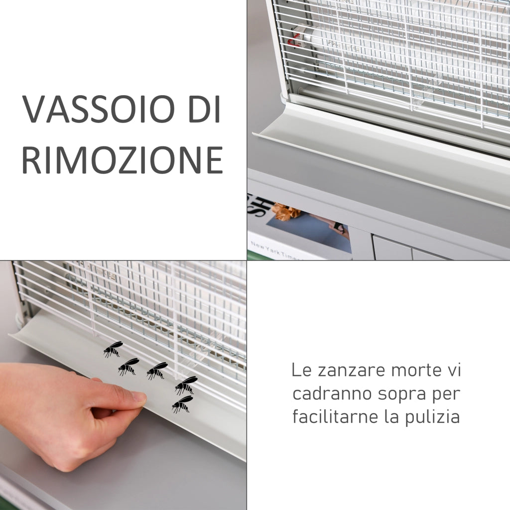 Lampada Antizanzare UV 20W ¨C Xylo ¨C 60m2 Interno Esterno Grigio Bianco