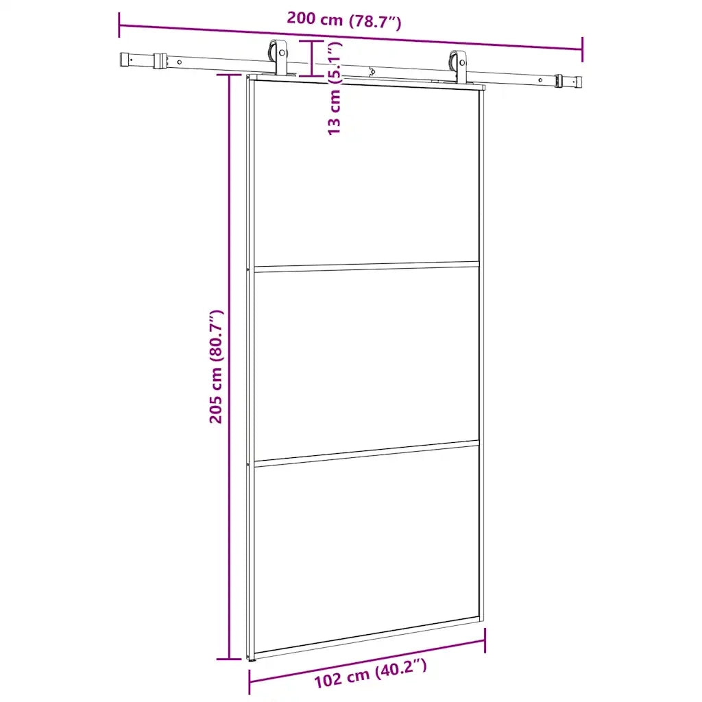 Porta Scorrevole con Ferramenta Nera 102x205 cm in Vetro ESG 3375843