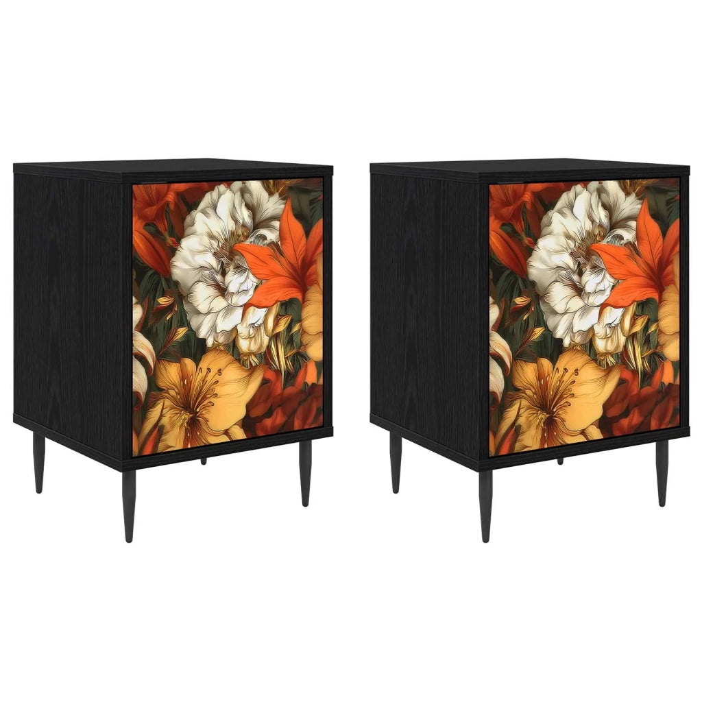 Armadio da Notte GENNEP 2 pz Rovere Nero 36 x 33 x 51 cm 8007242