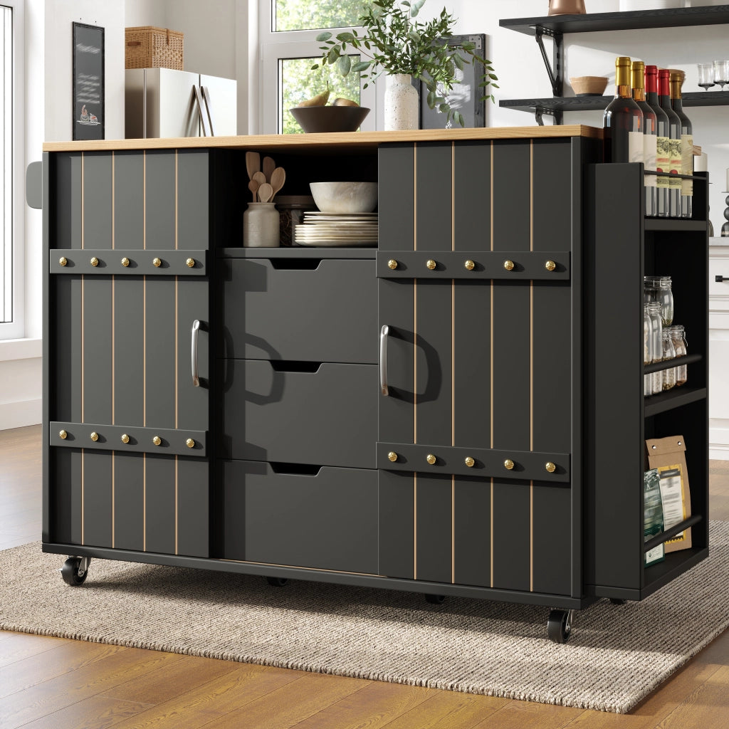CARRELLO CUCINA Pieghevole 110x42x90 cm MDF Nero