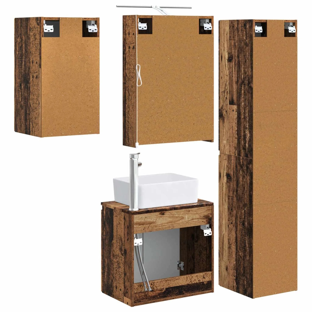Set di Armadi da Bagno 5 pcs Legno antico 50 x 14,5 x 70 cm 3407317