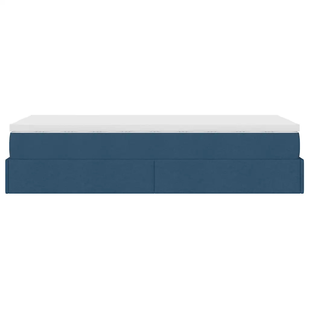 Struttura Letto Pouf con Materasso Blu 80x200 cm in Tessuto