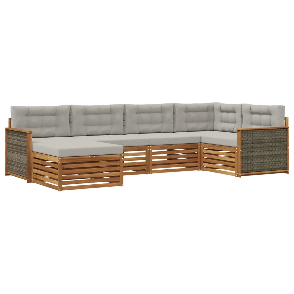 Set di divani da esterno 6 pz Naturale e Grigio Chiaro 3383559
